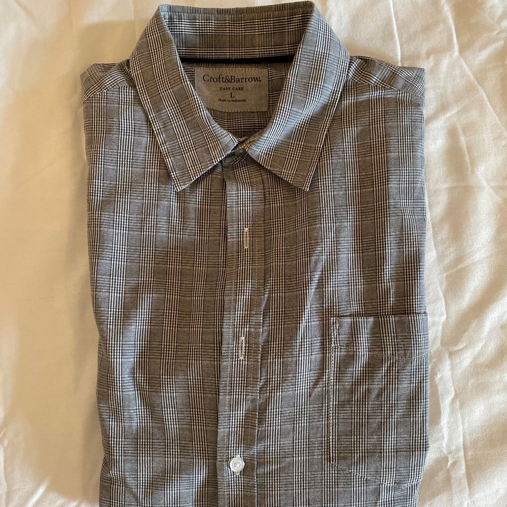 Croft & Barrow Gray Stripe Long Sleeve Button Up